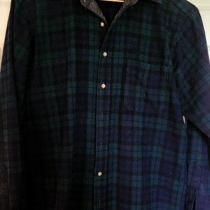 PENDLETON WOOL TRAIL SHIRT - BLUE GREEN PLAID MEN'S LARGE TALL  - DRY CLEAN